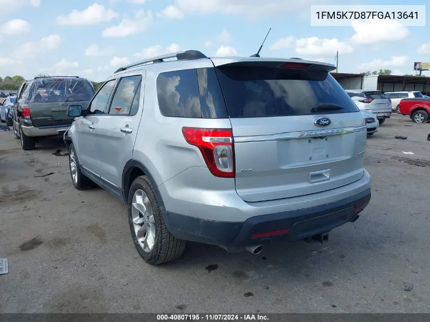 2015 Ford Explorer Xlt VIN: 1FM5K7D87FGA13641 Lot: 40807195