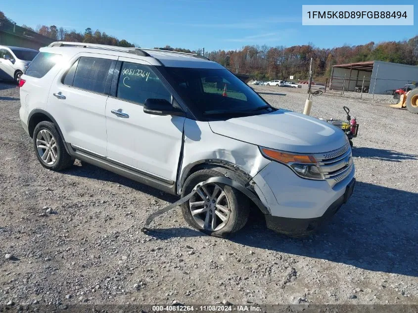 2015 Ford Explorer Xlt VIN: 1FM5K8D89FGB88494 Lot: 40812264