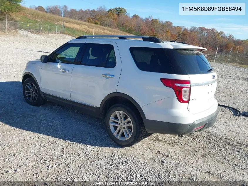 2015 Ford Explorer Xlt VIN: 1FM5K8D89FGB88494 Lot: 40812264