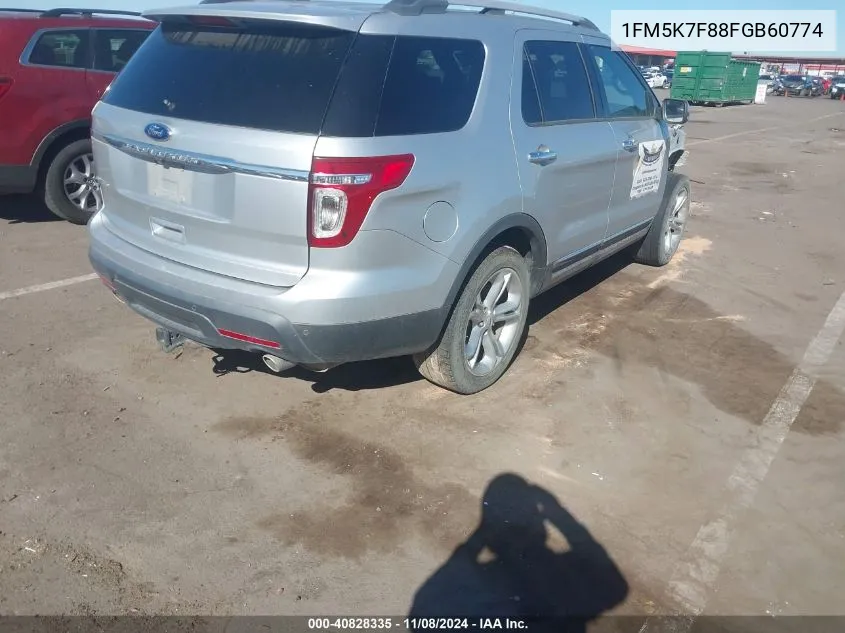 2015 Ford Explorer Limited VIN: 1FM5K7F88FGB60774 Lot: 40828335