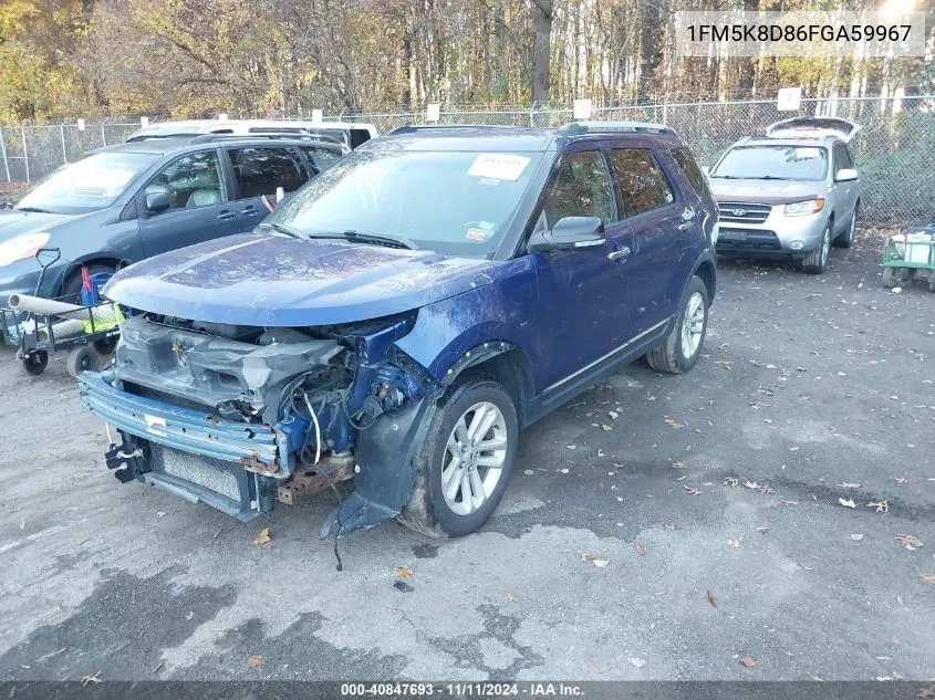 2015 Ford Explorer Xlt VIN: 1FM5K8D86FGA59967 Lot: 40847693