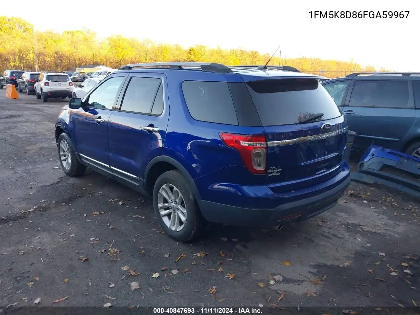 2015 Ford Explorer Xlt VIN: 1FM5K8D86FGA59967 Lot: 40847693