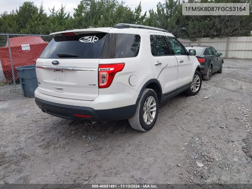 2015 Ford Explorer Xlt VIN: 1FM5K8D87FGC53164 Lot: 40851491