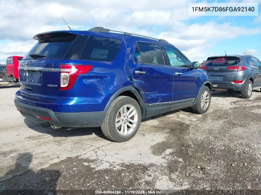 2015 Ford Explorer Xlt VIN: 1FM5K7D86FGA92140 Lot: 40884260