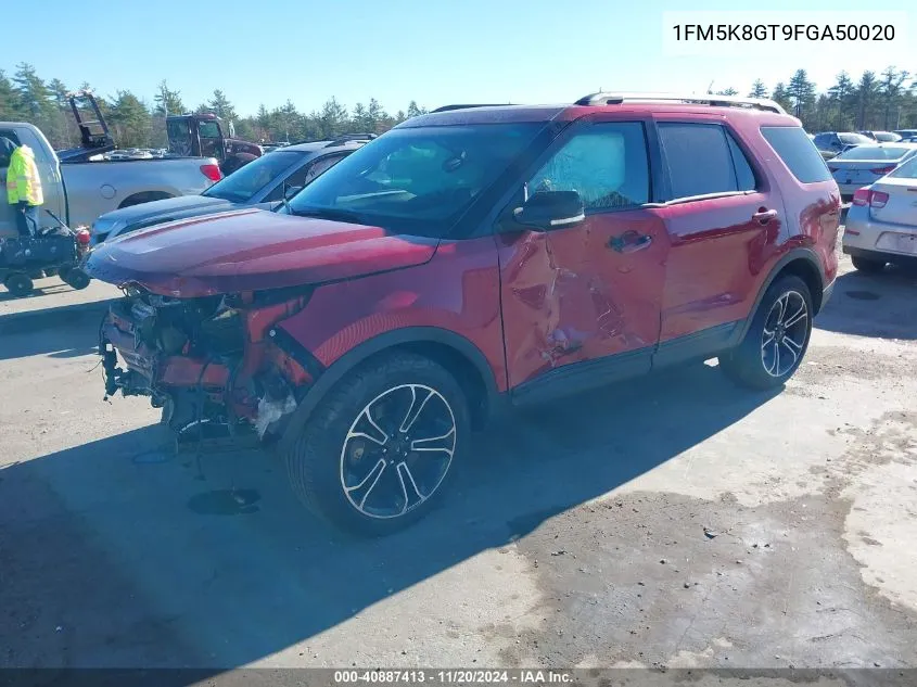 2015 Ford Explorer Sport VIN: 1FM5K8GT9FGA50020 Lot: 40887413