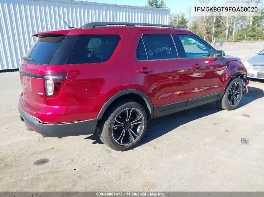 2015 Ford Explorer Sport VIN: 1FM5K8GT9FGA50020 Lot: 40887413