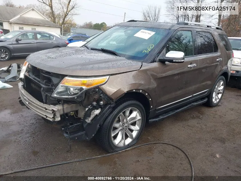 2015 Ford Explorer Xlt VIN: 1FM5K8D8XFGA25174 Lot: 40892766