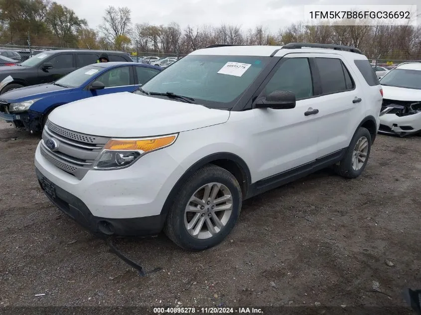 2015 Ford Explorer VIN: 1FM5K7B86FGC36692 Lot: 40895278