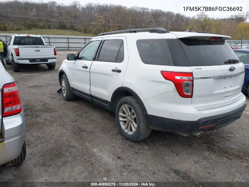 2015 Ford Explorer VIN: 1FM5K7B86FGC36692 Lot: 40895278