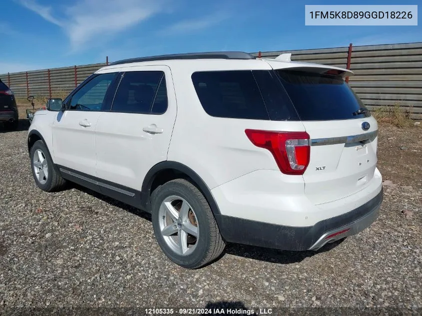 2016 Ford Explorer Xlt VIN: 1FM5K8D89GGD18226 Lot: 12105335