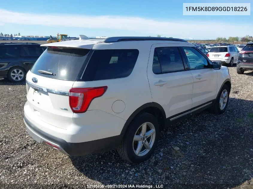 2016 Ford Explorer Xlt VIN: 1FM5K8D89GGD18226 Lot: 12105335