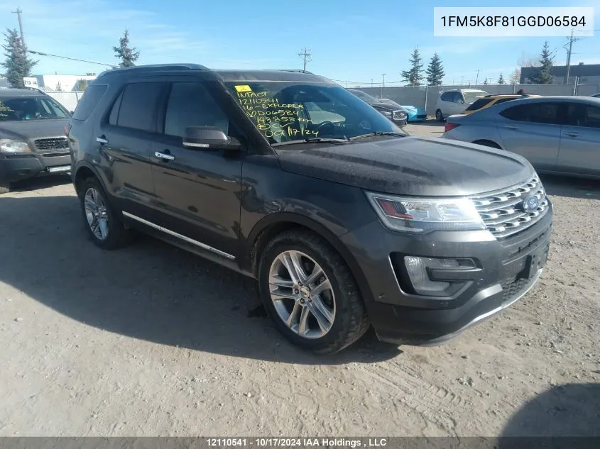 2016 Ford Explorer Limited VIN: 1FM5K8F81GGD06584 Lot: 12110541