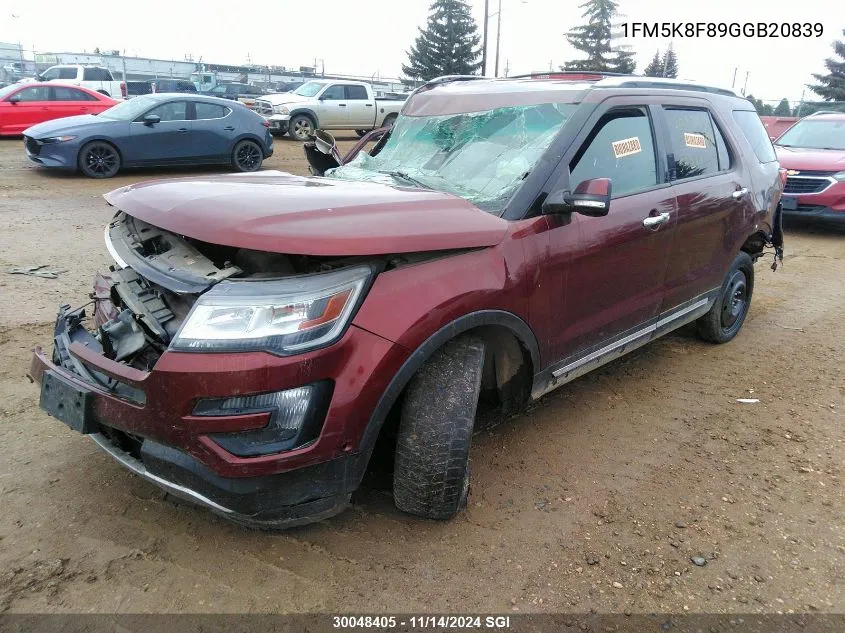 2016 Ford Explorer Limited VIN: 1FM5K8F89GGB20839 Lot: 30048405