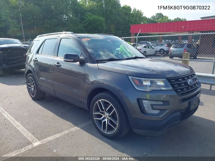 1FM5K8GT9GGB70322 2016 Ford Explorer Sport