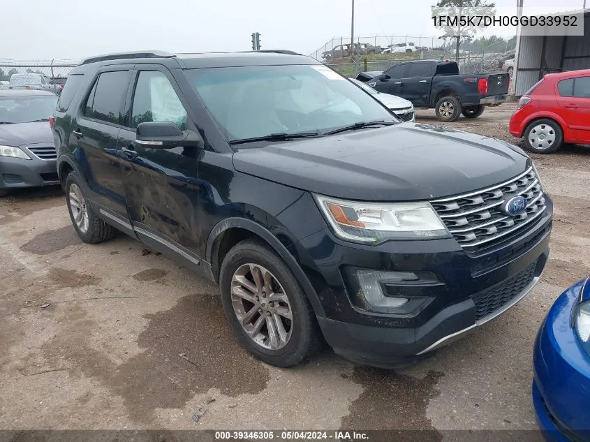 1FM5K7DH0GGD33952 2016 Ford Explorer Xlt