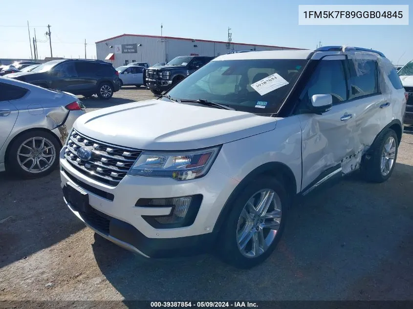 2016 Ford Explorer Limited VIN: 1FM5K7F89GGB04845 Lot: 39387854