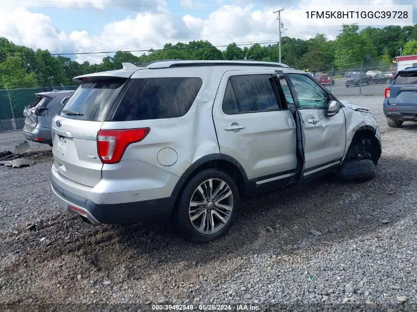 2016 Ford Explorer Platinum VIN: 1FM5K8HT1GGC39728 Lot: 39492549