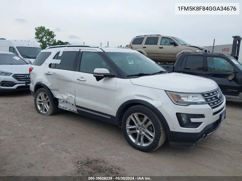 2016 Ford Explorer Limited VIN: 1FM5K8F84GGA34676 Lot: 39526239