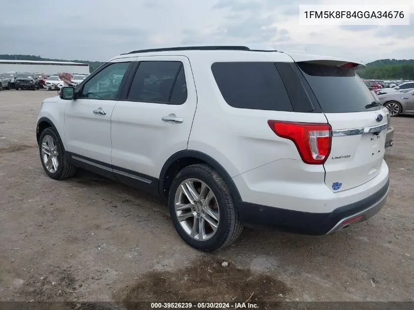 2016 Ford Explorer Limited VIN: 1FM5K8F84GGA34676 Lot: 39526239