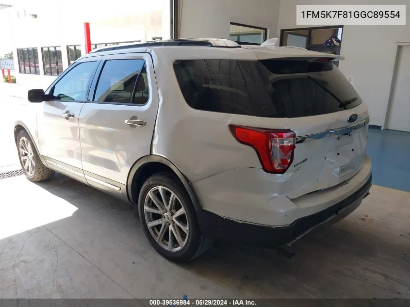 1FM5K7F81GGC89554 2016 Ford Explorer Limited