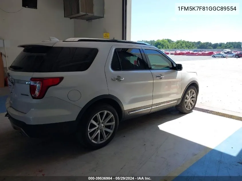 2016 Ford Explorer Limited VIN: 1FM5K7F81GGC89554 Lot: 39536984