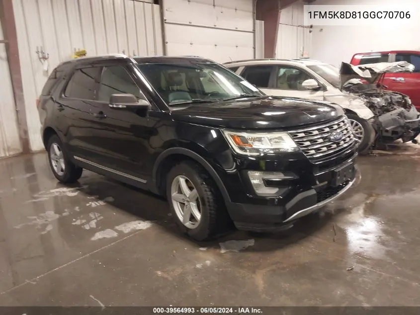 1FM5K8D81GGC70706 2016 Ford Explorer Xlt