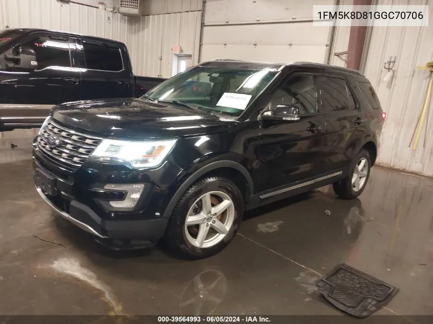 2016 Ford Explorer Xlt VIN: 1FM5K8D81GGC70706 Lot: 39564993