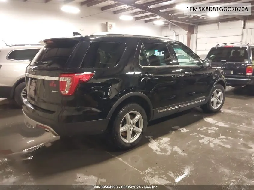 1FM5K8D81GGC70706 2016 Ford Explorer Xlt