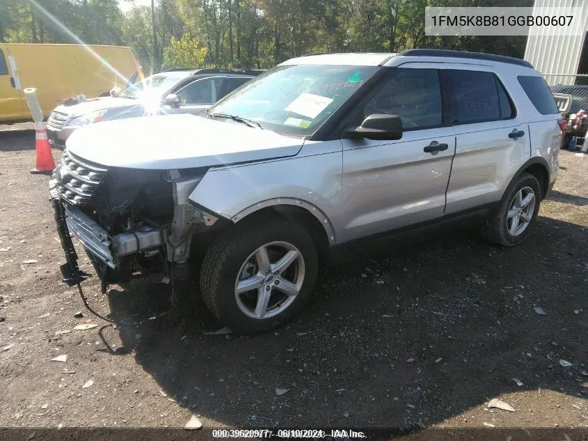 2016 Ford Explorer VIN: 1FM5K8B81GGB00607 Lot: 39620977