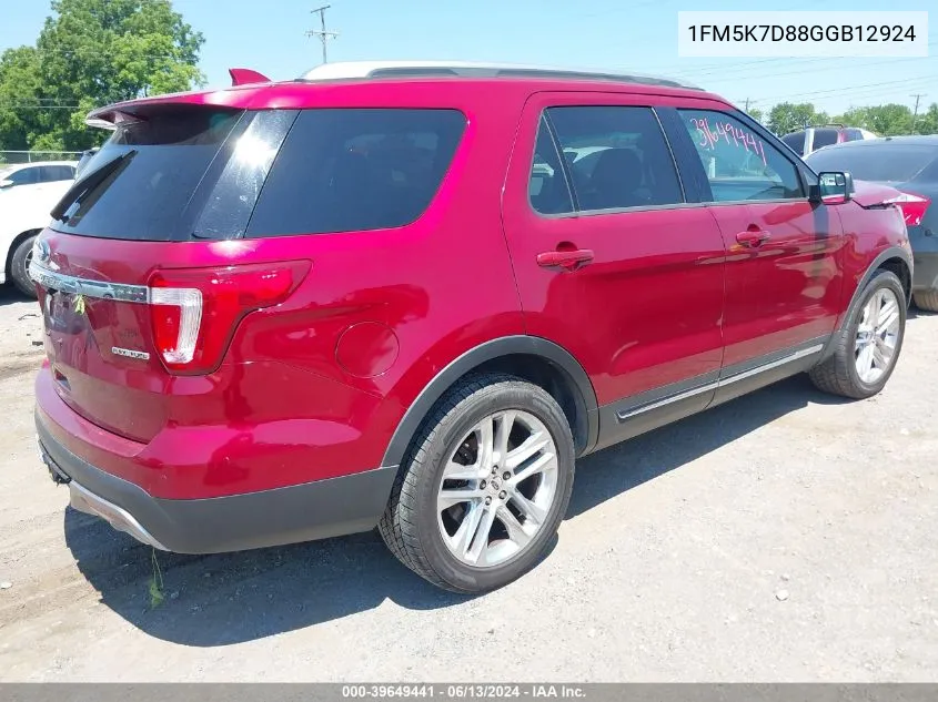 1FM5K7D88GGB12924 2016 Ford Explorer Xlt