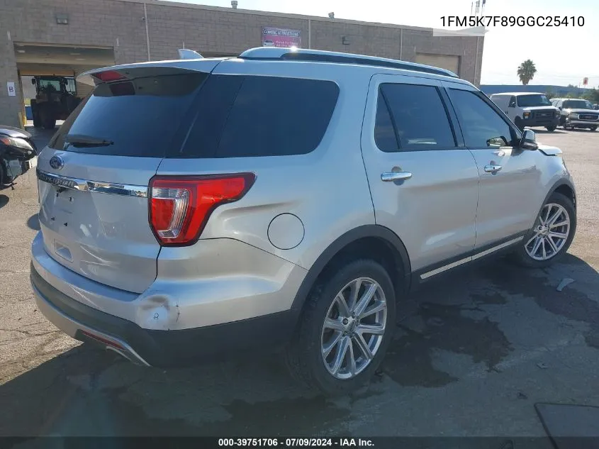 2016 Ford Explorer Limited VIN: 1FM5K7F89GGC25410 Lot: 39751706