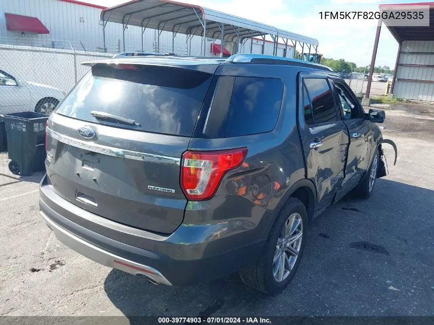 2016 Ford Explorer Limited VIN: 1FM5K7F82GGA29535 Lot: 39774903