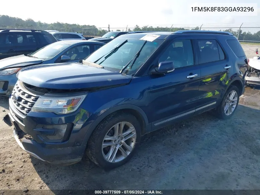 2016 Ford Explorer Limited VIN: 1FM5K8F83GGA93296 Lot: 39777509