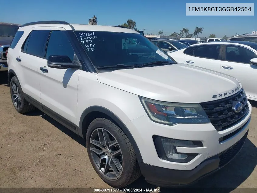 1FM5K8GT3GGB42564 2016 Ford Explorer Sport