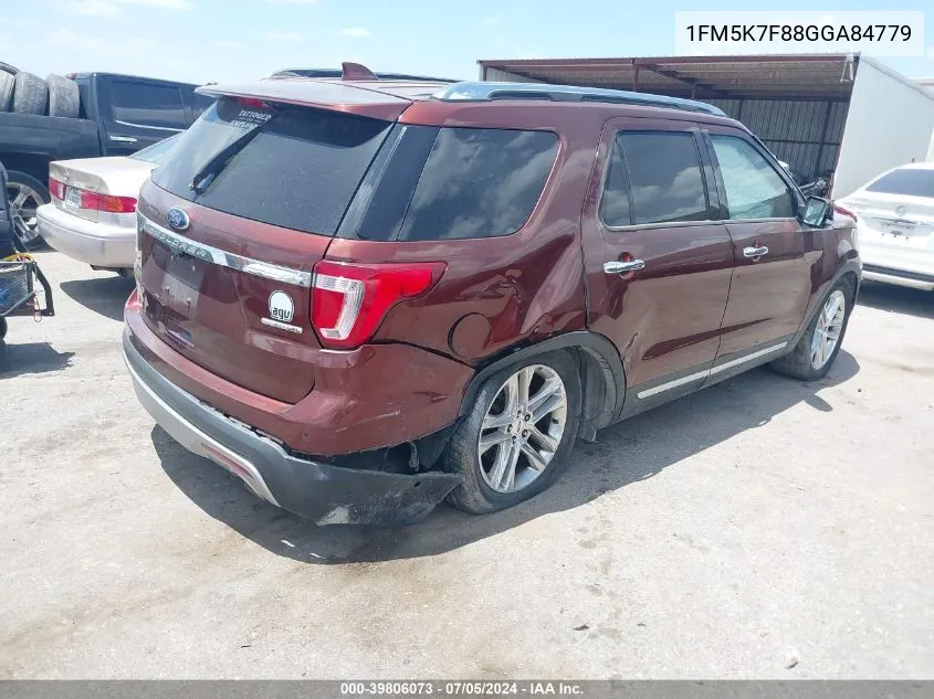 2016 Ford Explorer Limited VIN: 1FM5K7F88GGA84779 Lot: 39806073