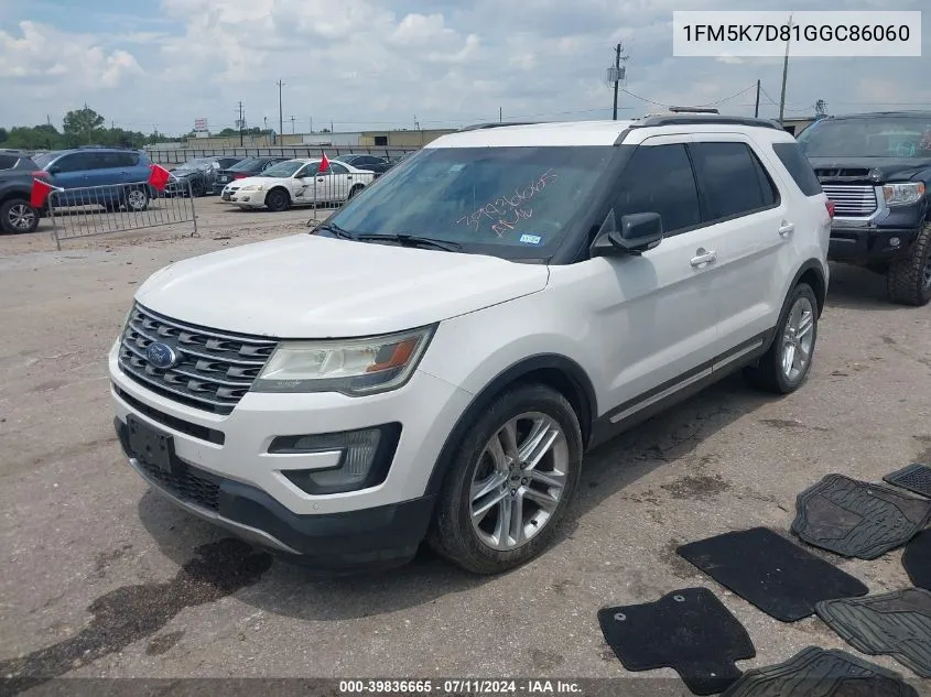 1FM5K7D81GGC86060 2016 Ford Explorer Xlt