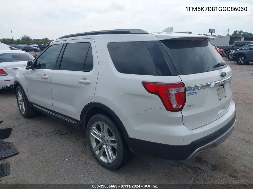 1FM5K7D81GGC86060 2016 Ford Explorer Xlt