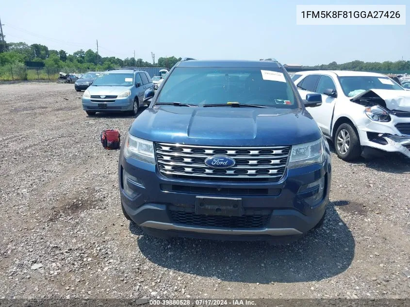 2016 Ford Explorer Limited VIN: 1FM5K8F81GGA27426 Lot: 39880528