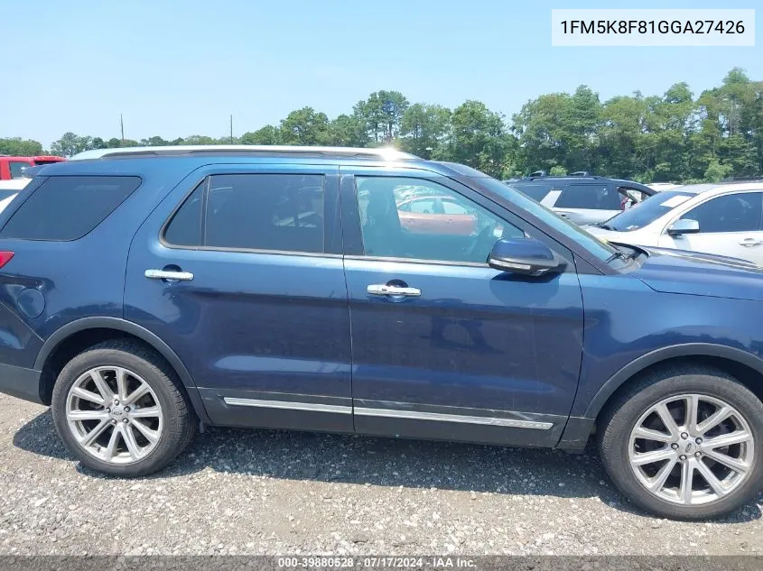 2016 Ford Explorer Limited VIN: 1FM5K8F81GGA27426 Lot: 39880528