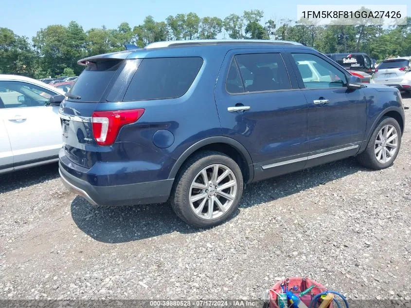 2016 Ford Explorer Limited VIN: 1FM5K8F81GGA27426 Lot: 39880528