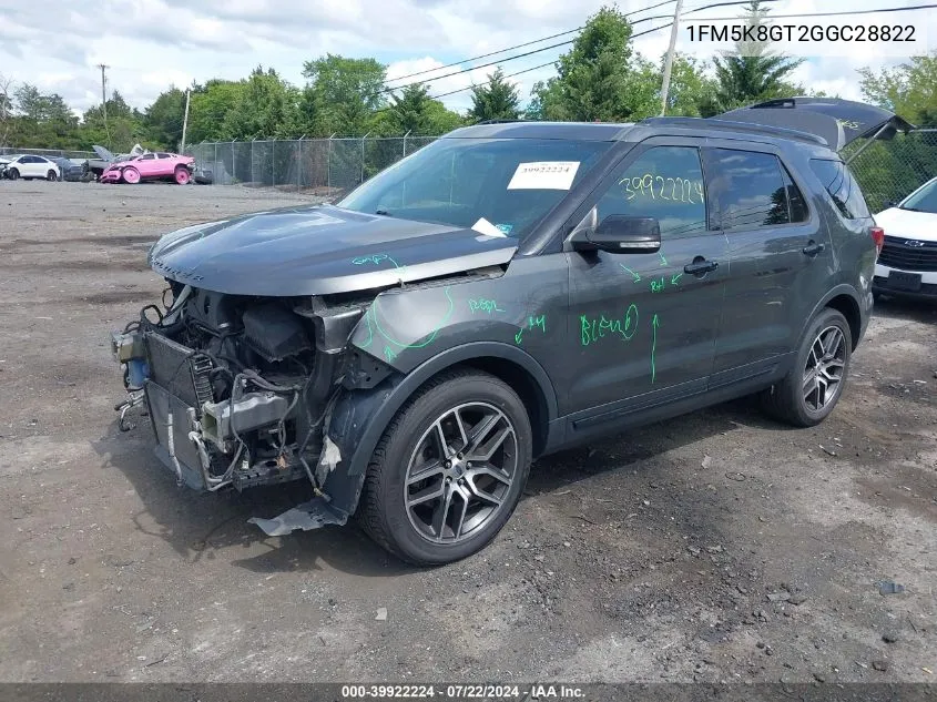 2016 Ford Explorer Sport VIN: 1FM5K8GT2GGC28822 Lot: 39922224