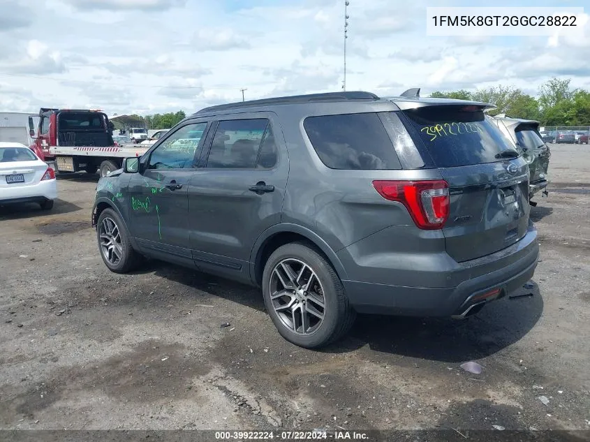 1FM5K8GT2GGC28822 2016 Ford Explorer Sport