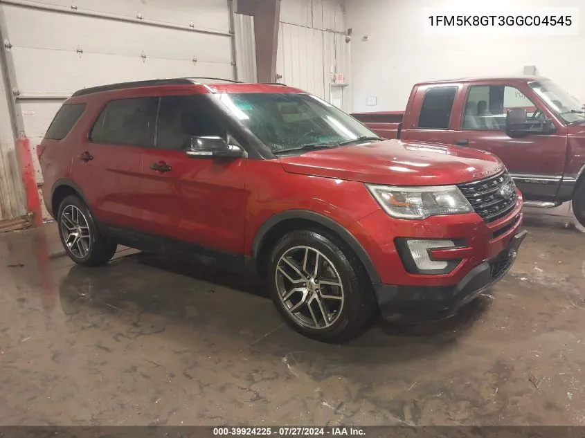 2016 Ford Explorer Sport VIN: 1FM5K8GT3GGC04545 Lot: 39924225