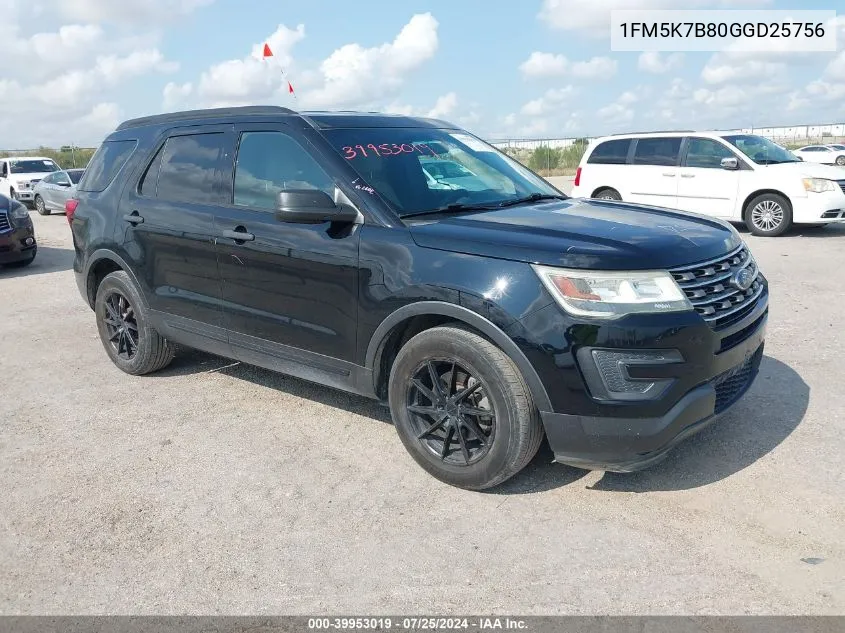 2016 Ford Explorer VIN: 1FM5K7B80GGD25756 Lot: 39953019