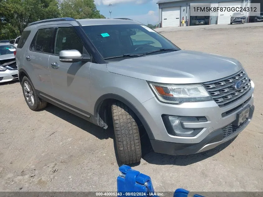 1FM5K8F87GGC24312 2016 Ford Explorer Limited