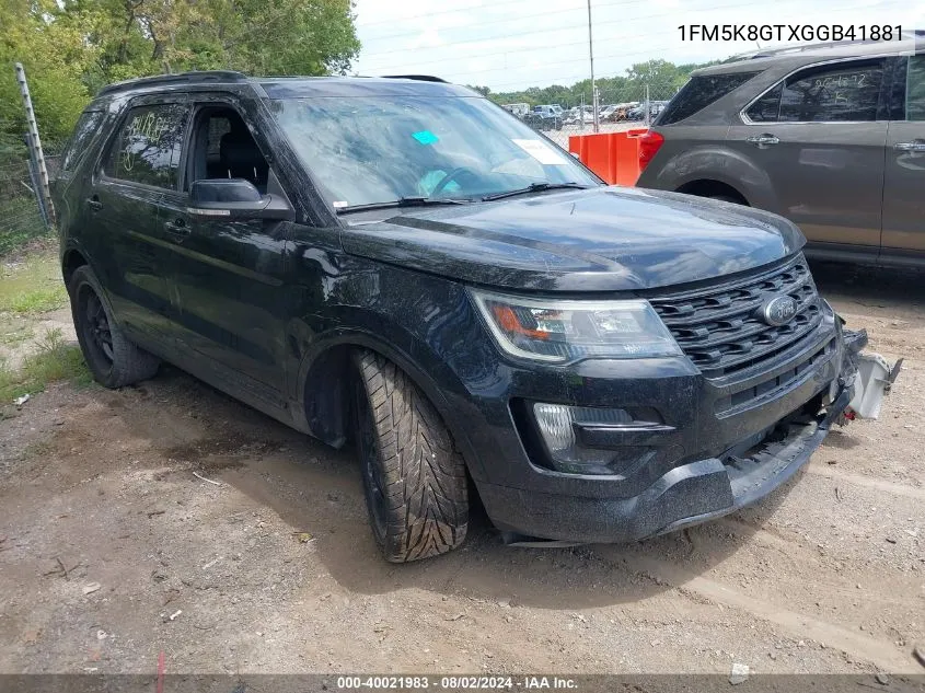 2016 Ford Explorer Sport VIN: 1FM5K8GTXGGB41881 Lot: 40021983