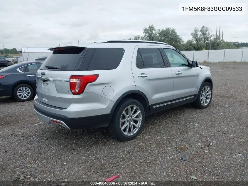 2016 Ford Explorer Limited VIN: 1FM5K8F83GGC09533 Lot: 40040336