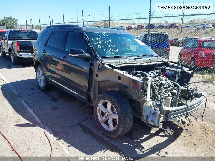 2016 Ford Explorer Xlt VIN: 1FM5K8D88GGC59962 Lot: 40068975