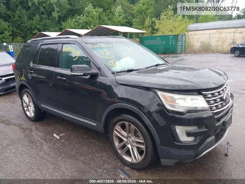 1FM5K8D82GGC63778 2016 Ford Explorer Xlt