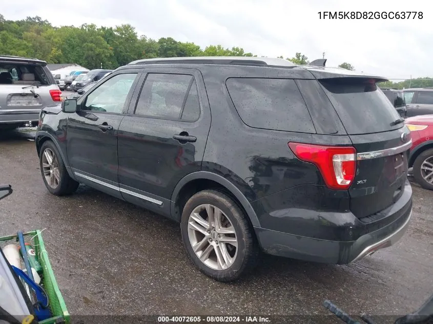 1FM5K8D82GGC63778 2016 Ford Explorer Xlt